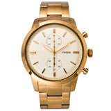Fossil Townsman Gold Stainless Steel Cream Dial Chronograph Quartz Watch for Men - FS5348