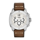  | Fossil Machine Brown Leather Strap White Dial Chronograph Quartz Watch for Men - FS4929 | Watches | Fossil | OneHub
