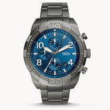 Fossil Bronson Smoke Stainless Steel Blue Dial Chronograph Quartz Watch for Men - FS5711