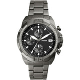 Fossil Bronson Smoke Stainless Steel Black Dial Chronograph Quartz Watch for Men - FS5852