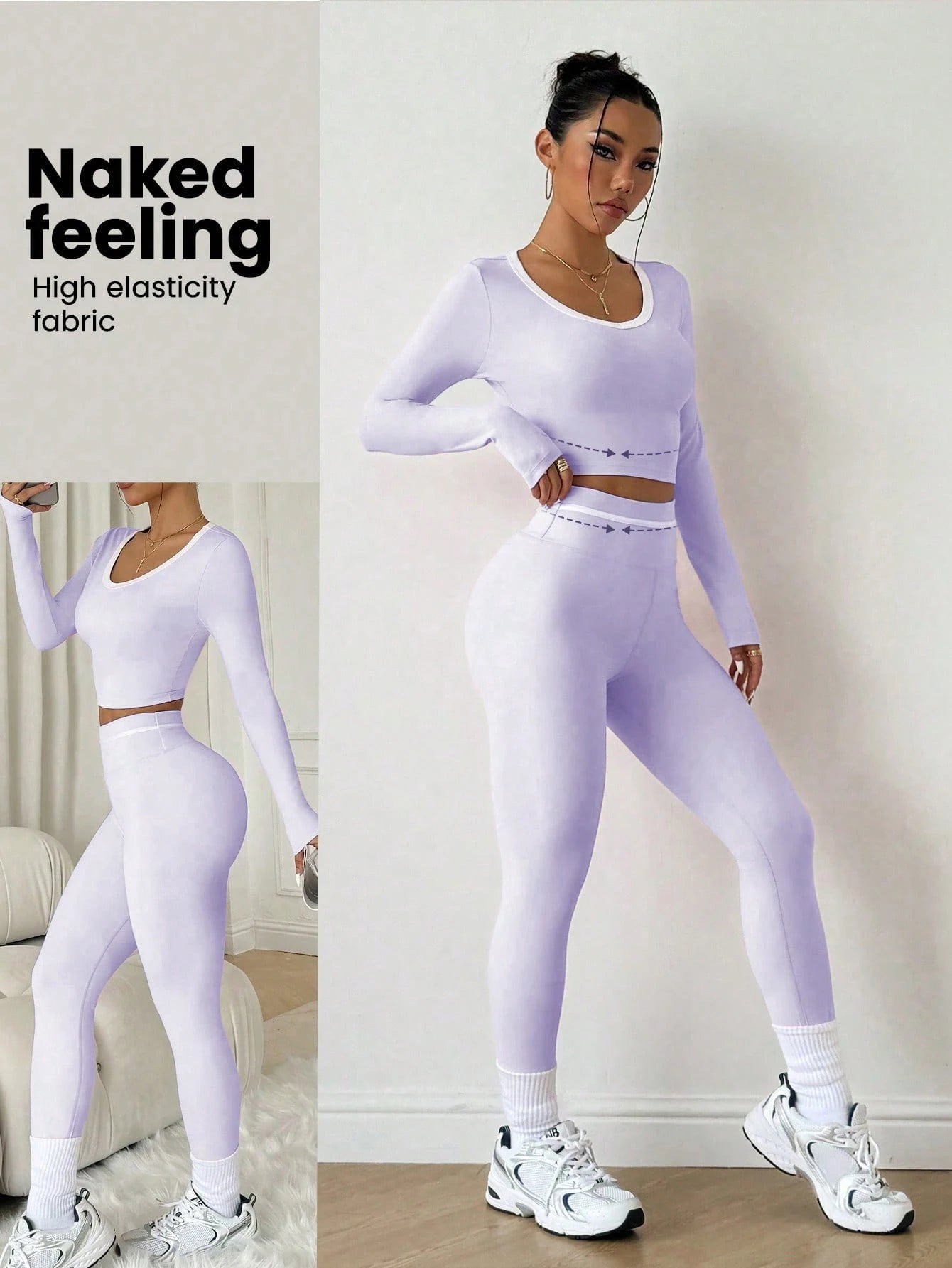 SHEIN FWH Casual Fashion Elegant Cute Fitness Outdoor Running Yoga Pilates Long Sleeve High-Waist Versatile Wearable Leggings