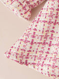  | SHEIN Baby Girl Cute Pink Plaid Lace Collar & Bowknot Dress With Beret Cap Outfit | Dress | Shein | OneHub