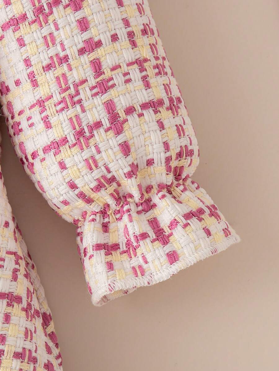  | SHEIN Baby Girl Cute Pink Plaid Lace Collar & Bowknot Dress With Beret Cap Outfit | Dress | Shein | OneHub