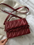  | SHEIN Fashion Solid Color Embossed Chain Decorated Handbag , Burgundy Bag, Bag, & New Year Ideal Gift | Bags | Shein | OneHub