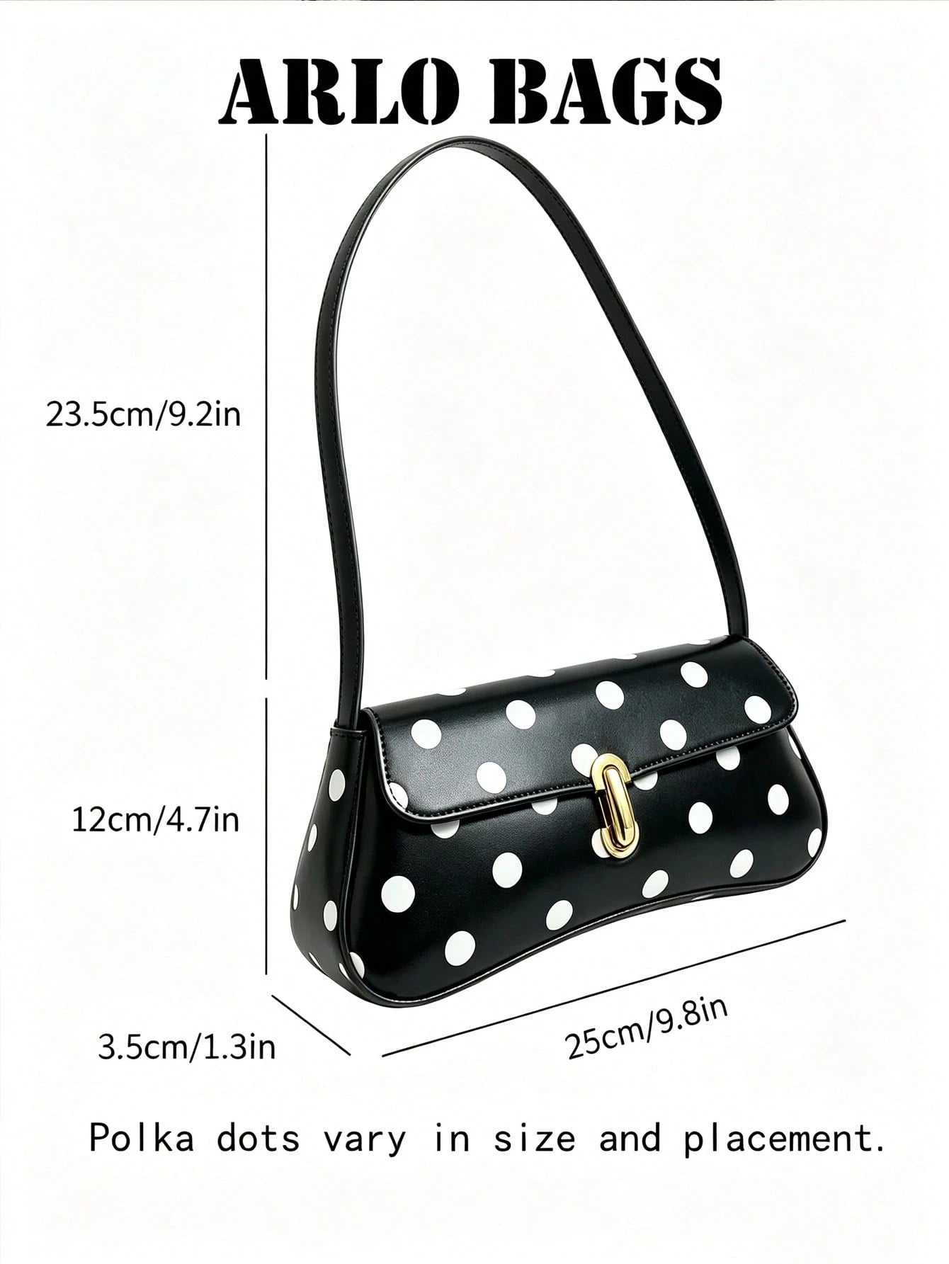  | SHEIN Fashionable Asymmetrical Polka Dot Flap Baguette Shoulder Bag | Bags | Shein | OneHub