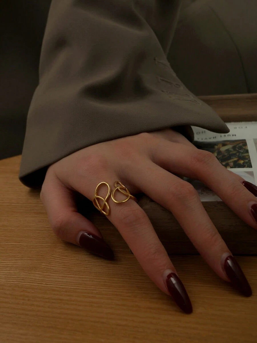 SHEIN Fashionable Minimalist Style Stainless Steel Open Ring, Ins Design