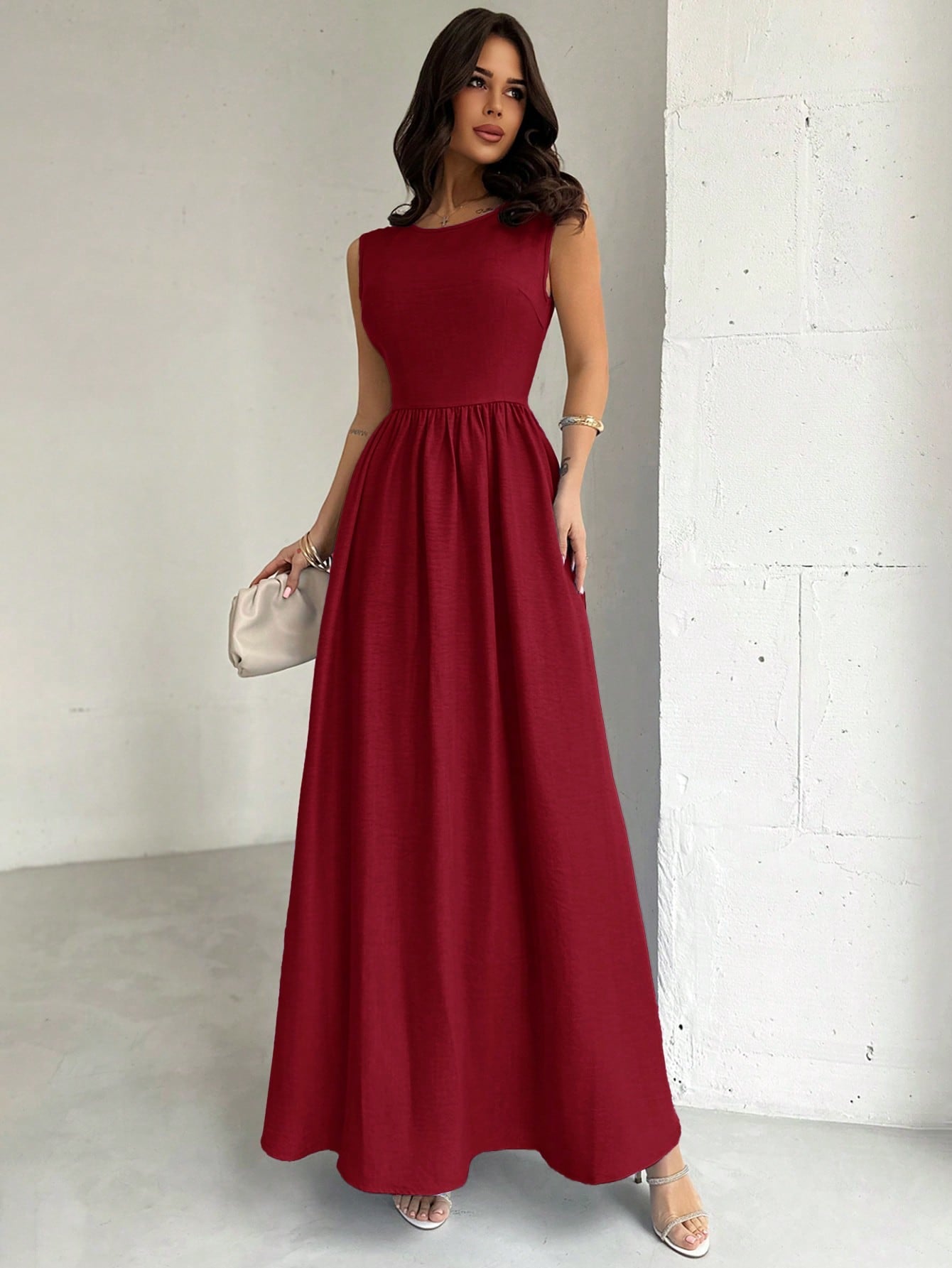 SHEIN Firerie Women's Waist Gathered A-Line Long Dress | Dress | OneHub SHEIN Firerie Women's Waist Gathered A-Line Long Dress | Dress | OneHub
