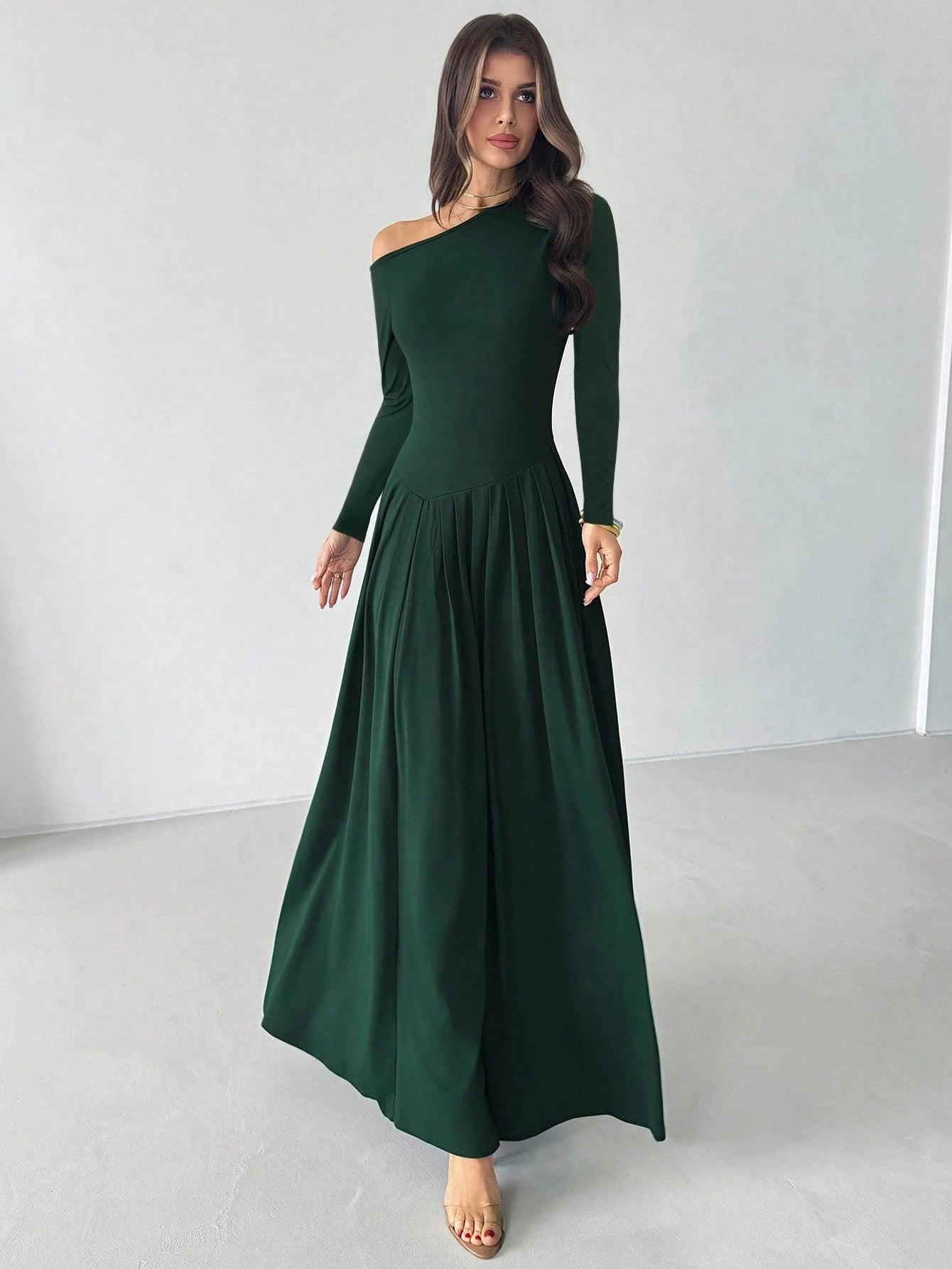 SHEIN Firerie Women's Elegant Casual Minimalist Asymmetric Neck Long S | Dress SHEIN Firerie Women's Elegant Casual Minimalist Asymmetric Neck Long S | Dress