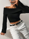  | SHEIN Foldover Off Shoulder Crop Sweater | Sweater | Shein | OneHub