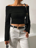  | SHEIN Foldover Off Shoulder Crop Sweater | Sweater | Shein | OneHub