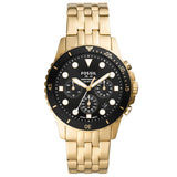 Fossil FB-01 Gold Stainless Steel Black Dial Chronograph Quartz Watch for Men - FS5836