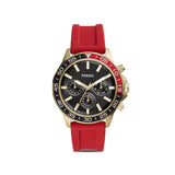 Fossil Bannon Multifunction Red Silicone Strap Black Dial Chronograph Quartz Watch for Men - BQ2499
