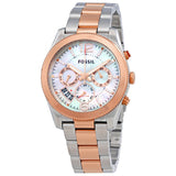 Fossil Perfect Boyfriend Two-tone Stainless Steel Mother of pearl Dial Chronograph Quartz Watch for Women - ES4135