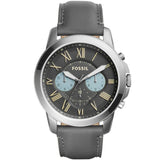 Fossil Grant Gray Leather Strap Gunmetal Dial Chronograph Quartz Watch for Men - Fossil FS5183