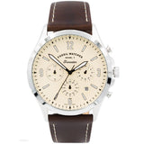 Fossil Forrester Brown Leather Strap Cream Dial Chronograph Quartz Watch for Men - FS5696