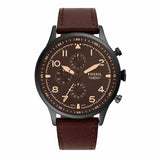  | Fossil Retro Pilot Brown Leather Strap Black Dial Chronograph Quartz Watch for Men - FS5833 | Watches | Fossil | OneHub