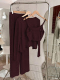 SHEIN EZwear Mock Neck Crop Tee & Flare Leg Pants