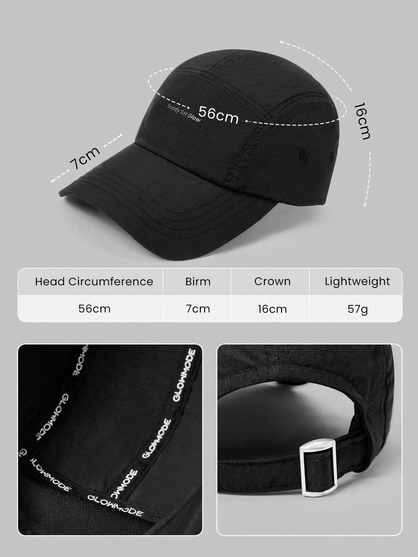  | SHEIN GLOWMODE Lightweight 5 Panel Cap With Reflective Handsewn Logo Workout Daily Casual | Cap | Shein | OneHub