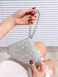 SHEIN Glamorous Glitter Bling, Sequin, Luxury, Shiny Women's Mini Sparkling Rhinestone Clutch Bag