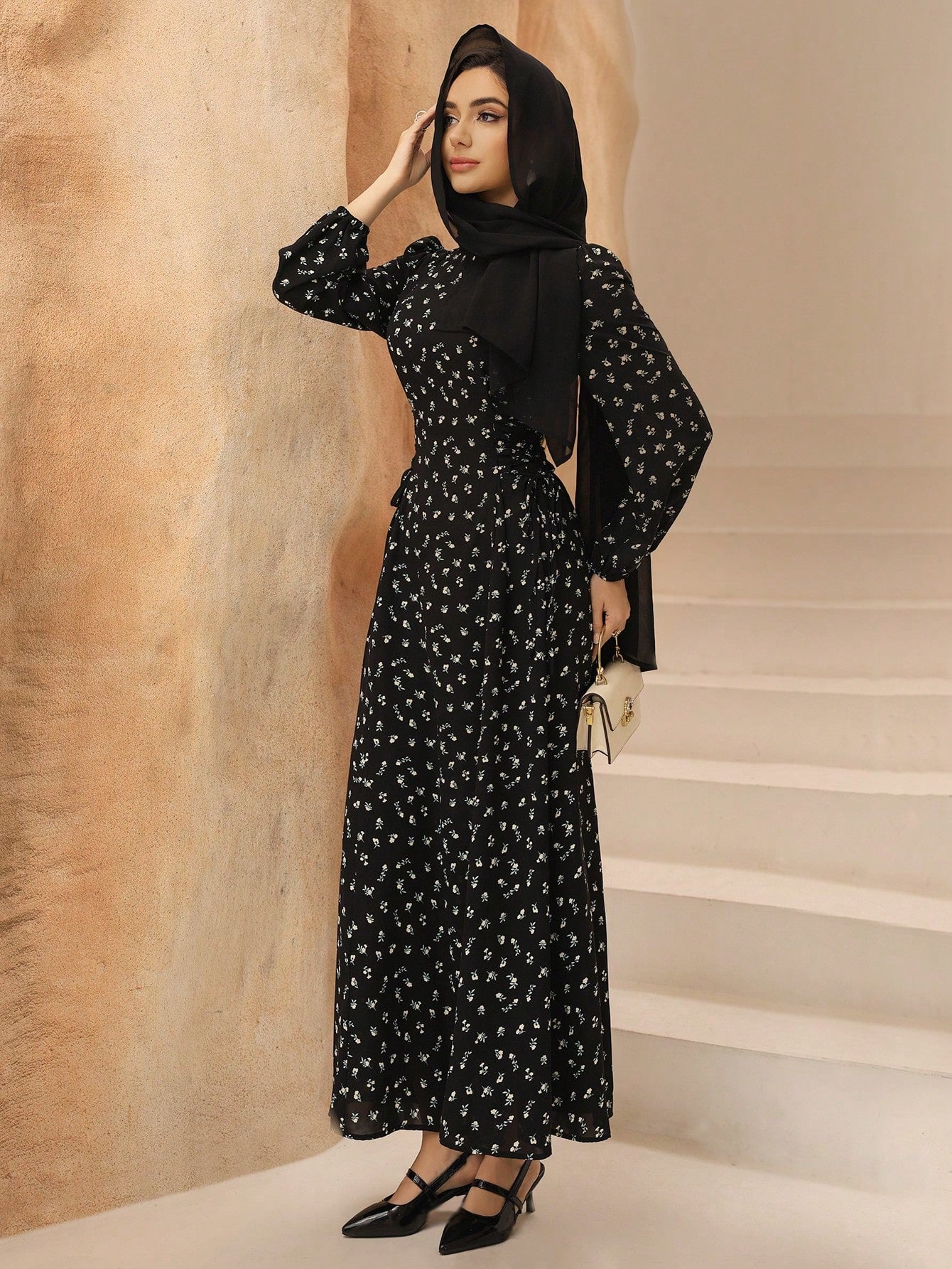  | SHEIN Graceveil Women's Ditsy Floral Asymmetric Collar Tie Waist Design Dress | Dress | Shein | OneHub