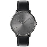 HUGO BOSS Modern Black Leather Strap Black Dial Quartz Watch for Men - 1513540