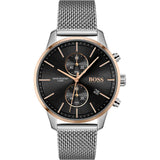  | HUGO BOSS Associate Silver Stainless Steel Black Dial Chronograph Quartz Watch for Men - 1513805 | Watches | Hugo Boss | OneHub