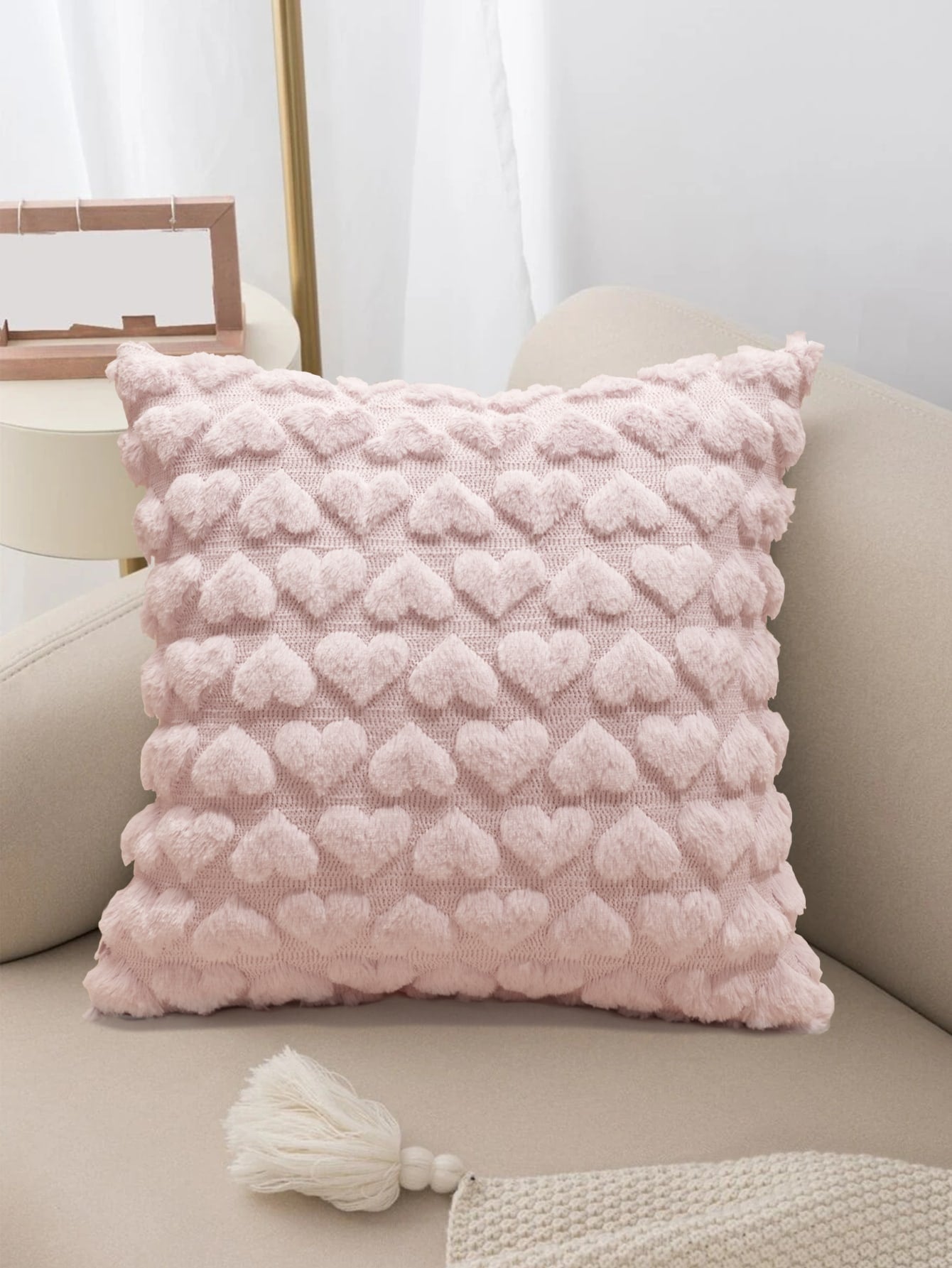 | SHEIN Heart Pattern Cushion Cover Without Filler, Pink Soft Throw Pillow Case For Sofa | Pillow Cover | Shein | OneHub