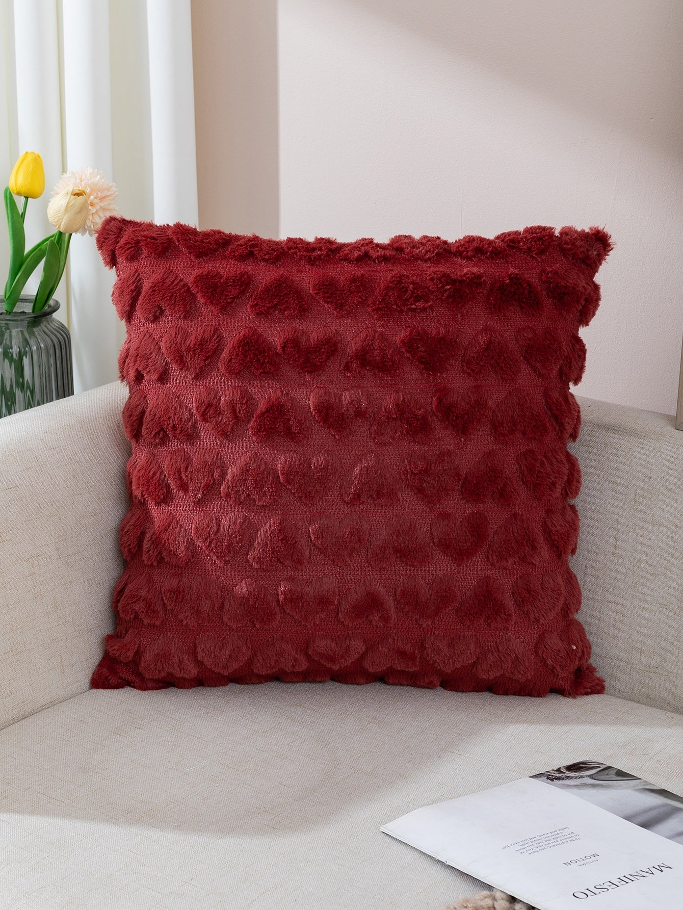  | SHEIN Heart Tufted Fuzzy Cushion Cover Without Filler | Pillow Cover | Shein | OneHub