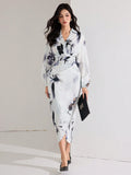  | SHEIN Heiryn Women's Fall Elegant Floral Print Lantern Sleeve Long Dress | Dress | Shein | OneHub