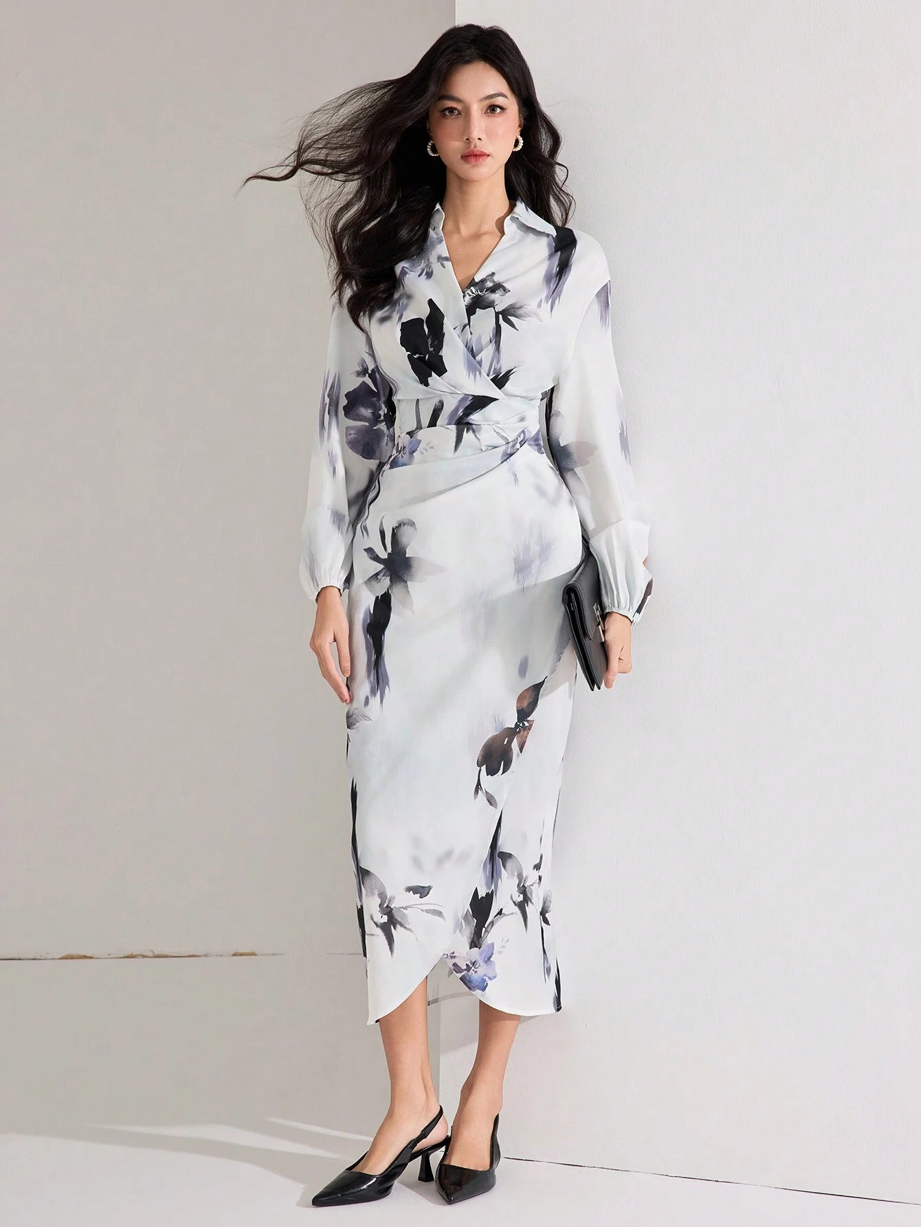  | SHEIN Heiryn Women's Fall Elegant Floral Print Lantern Sleeve Long Dress | Dress | Shein | OneHub