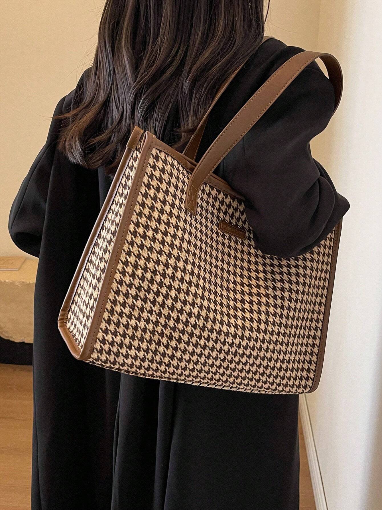 | SHEIN Houndstooth Pattern Large Tote Bag For Women | Bags | Shein | OneHub
