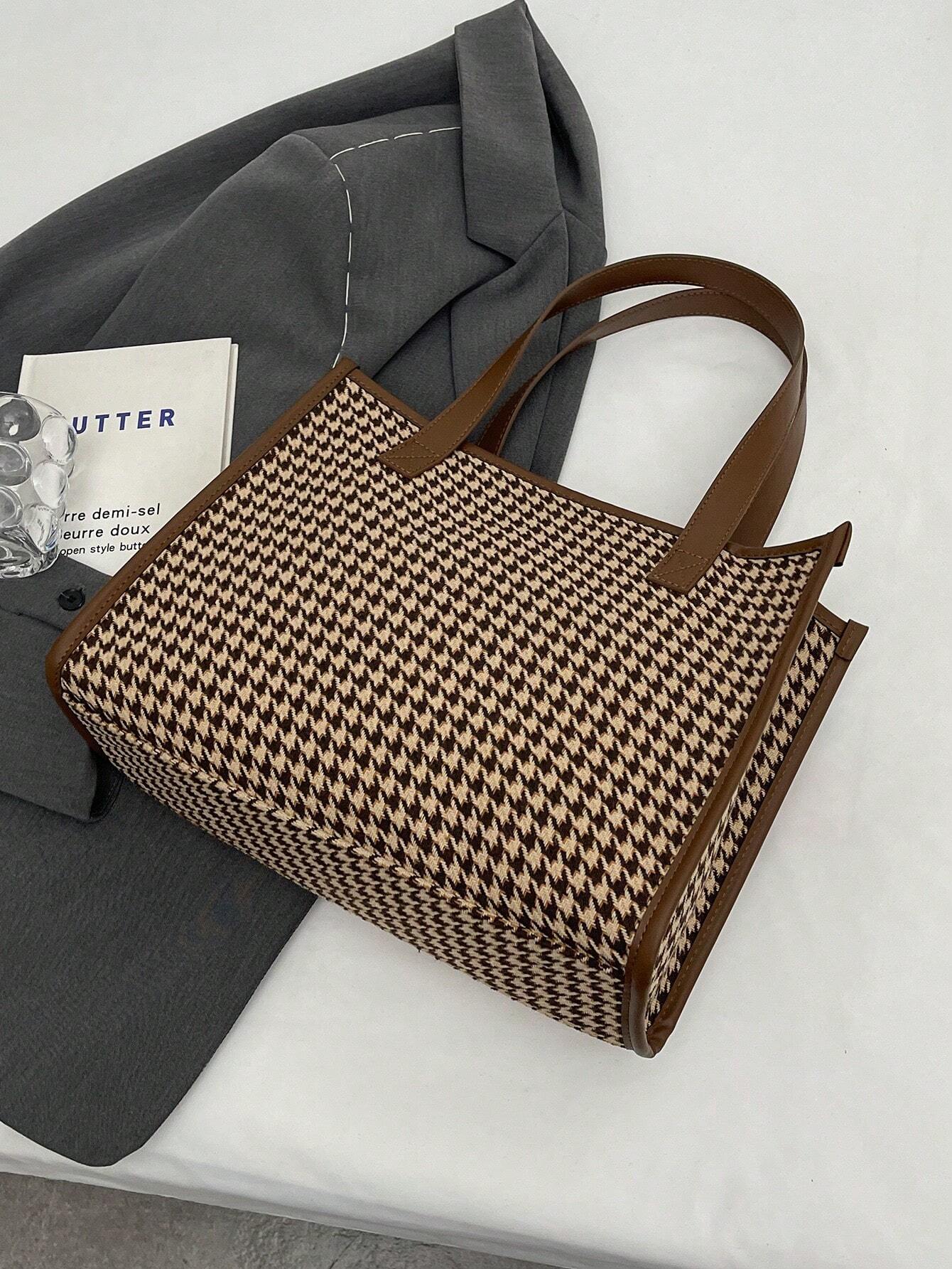  | SHEIN Houndstooth Pattern Large Tote Bag For Women | Bags | Shein | OneHub