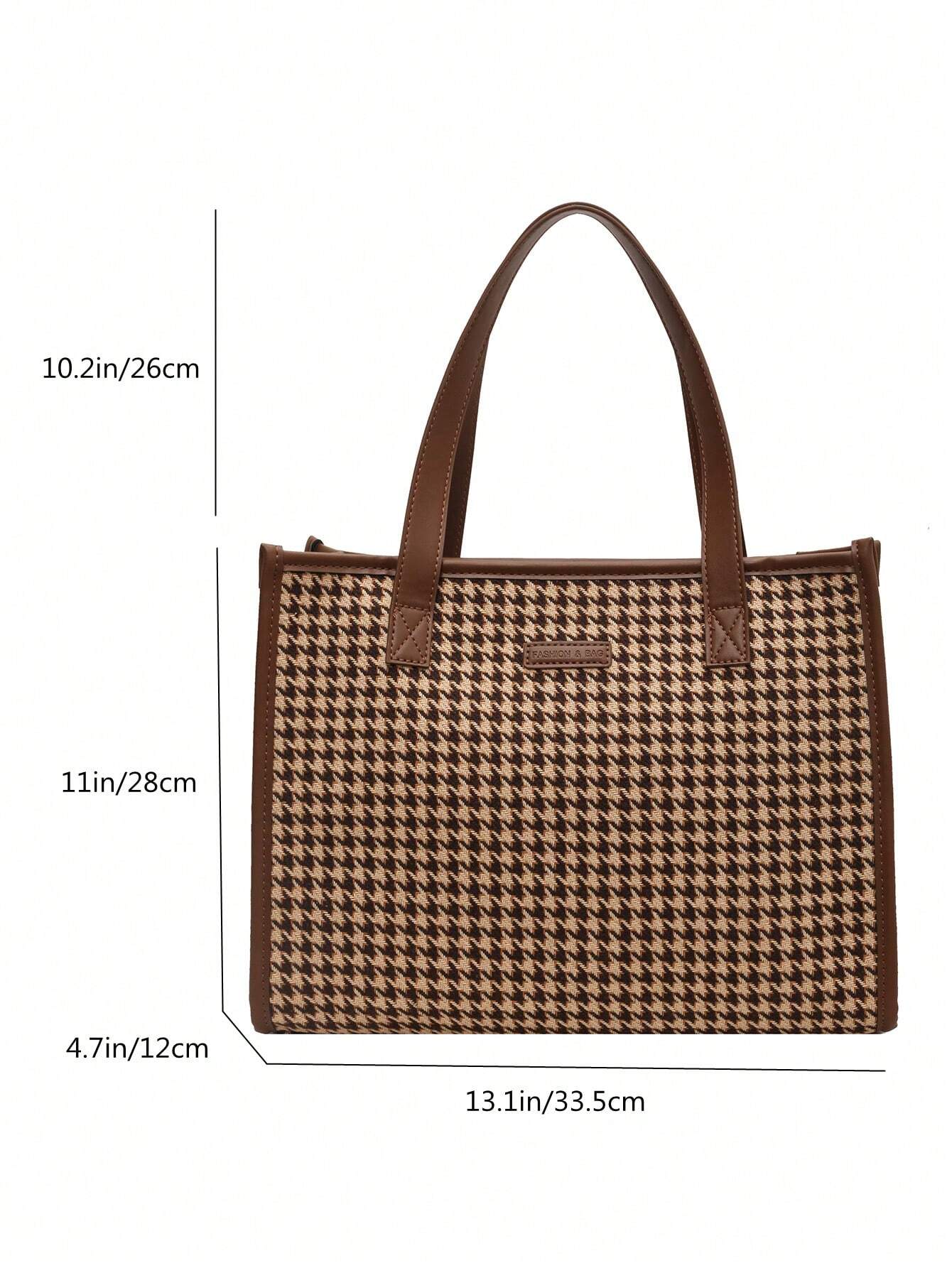  | SHEIN Houndstooth Pattern Large Tote Bag For Women | Bags | Shein | OneHub