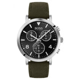 HUGO BOSS Vesada Green Nylon Strap Black Dial Quartz Watch for Men- HUGO BOSS 1513692