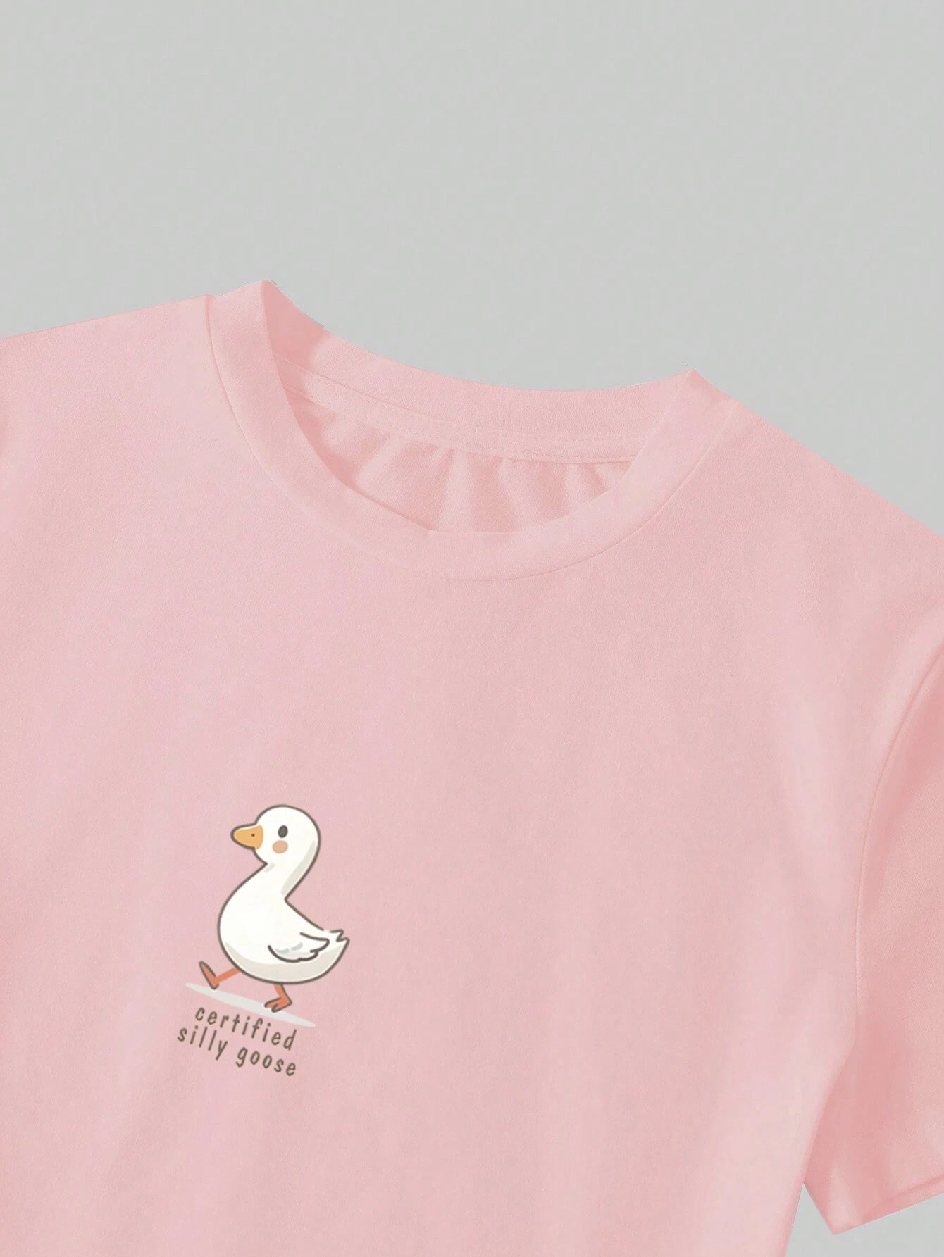  | SHEIN INAWLY Cute School Style Goose Graphic T-Shirt, Sexy Cropped Y2K Goose Print Fitted Summer Tee, Vintage Round Neck Casual Crop Top For Women Graphic Tees Women Tops | Blouse | Shein | OneHub