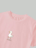  | SHEIN INAWLY Cute School Style Goose Graphic T-Shirt, Sexy Cropped Y2K Goose Print Fitted Summer Tee, Vintage Round Neck Casual Crop Top For Women Graphic Tees Women Tops | Blouse | Shein | OneHub