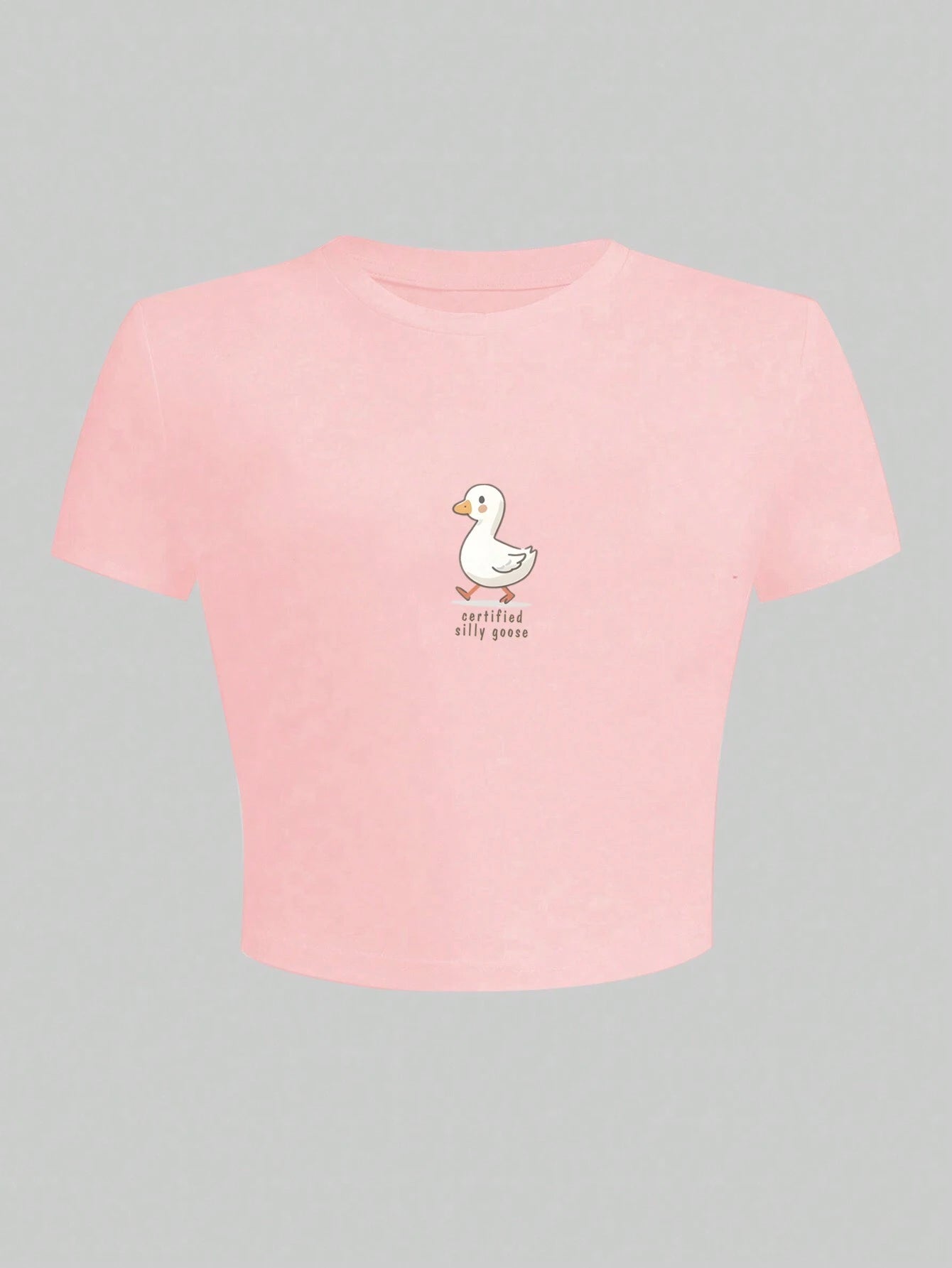  | SHEIN INAWLY Cute School Style Goose Graphic T-Shirt, Sexy Cropped Y2K Goose Print Fitted Summer Tee, Vintage Round Neck Casual Crop Top For Women Graphic Tees Women Tops | Blouse | Shein | OneHub