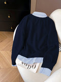 SHEIN INAWLY Women's Contrast Color Block Collar Long Sleeve Half-Zip Casual Pullover Sweatshirt