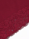  | SHEIN INAWLY Women's Summer Contrast Lace Square Neck Short Sleeve Slim Fit Red T-Shirt Top | Top | Shein | OneHub