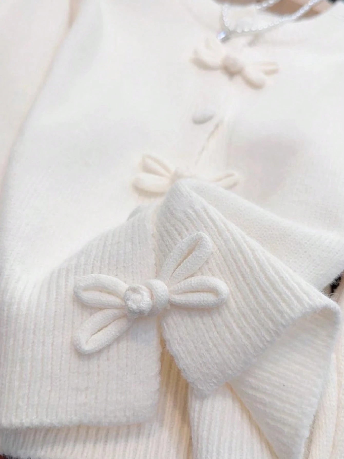 SHEIN JIANHU Spring Bowknot Knit Cardigan, Cropped Design For Petite Fit, Elegant And Versatile For A Stylish Look