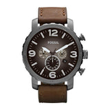  | Fossil Nate Brown Leather Strap Grey Dial Chronograph Quartz Watch for Men - JR1424 | Watches | Fossil | OneHub