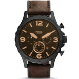  | Fossil Nate Brown Leather Strap Brown Dial Chronograph Quartz Watch for Men - JR1487 | Watches | Fossil | OneHub
