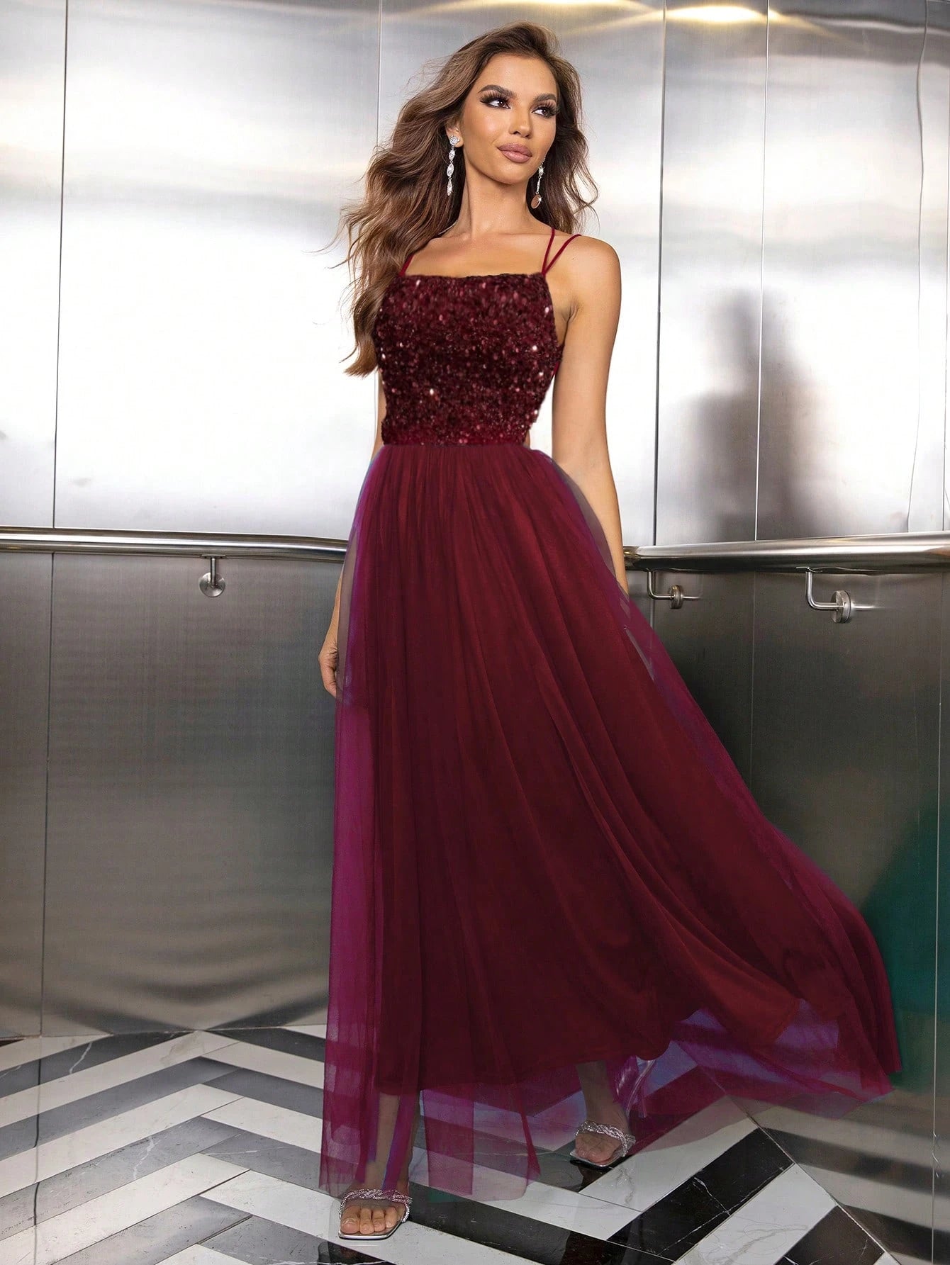 shein red prom dress SHEIN Belle Burgundy Red Strapless Satin Formal Evening Gown, Wedding Guest Dress Party Dress Prom Dress