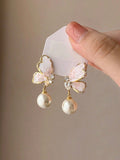  | SHEIN Korean Elegant Pearl Flower Vintage Stud Earrings, Niche Personalized Versatile Jewelry Accessories | Earrings | Shein | OneHub