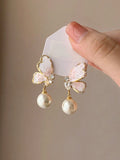  | SHEIN Korean Elegant Pearl Flower Vintage Stud Earrings, Niche Personalized Versatile Jewelry Accessories | Earrings | Shein | OneHub