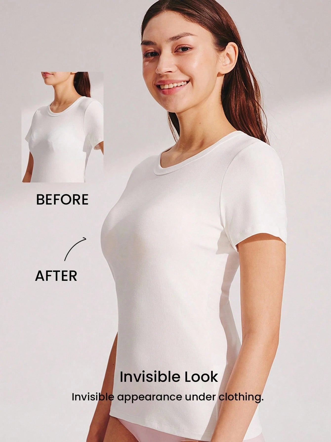 SHEIN LUVLETTE Dream Curve Air Wireless Seamless Breathable Sheer T-Shirt Plunge No Show Underwear Black Airy Sticky Basic SizeFreedom Bra Also Suitable For Teen Girl & Young & Kid