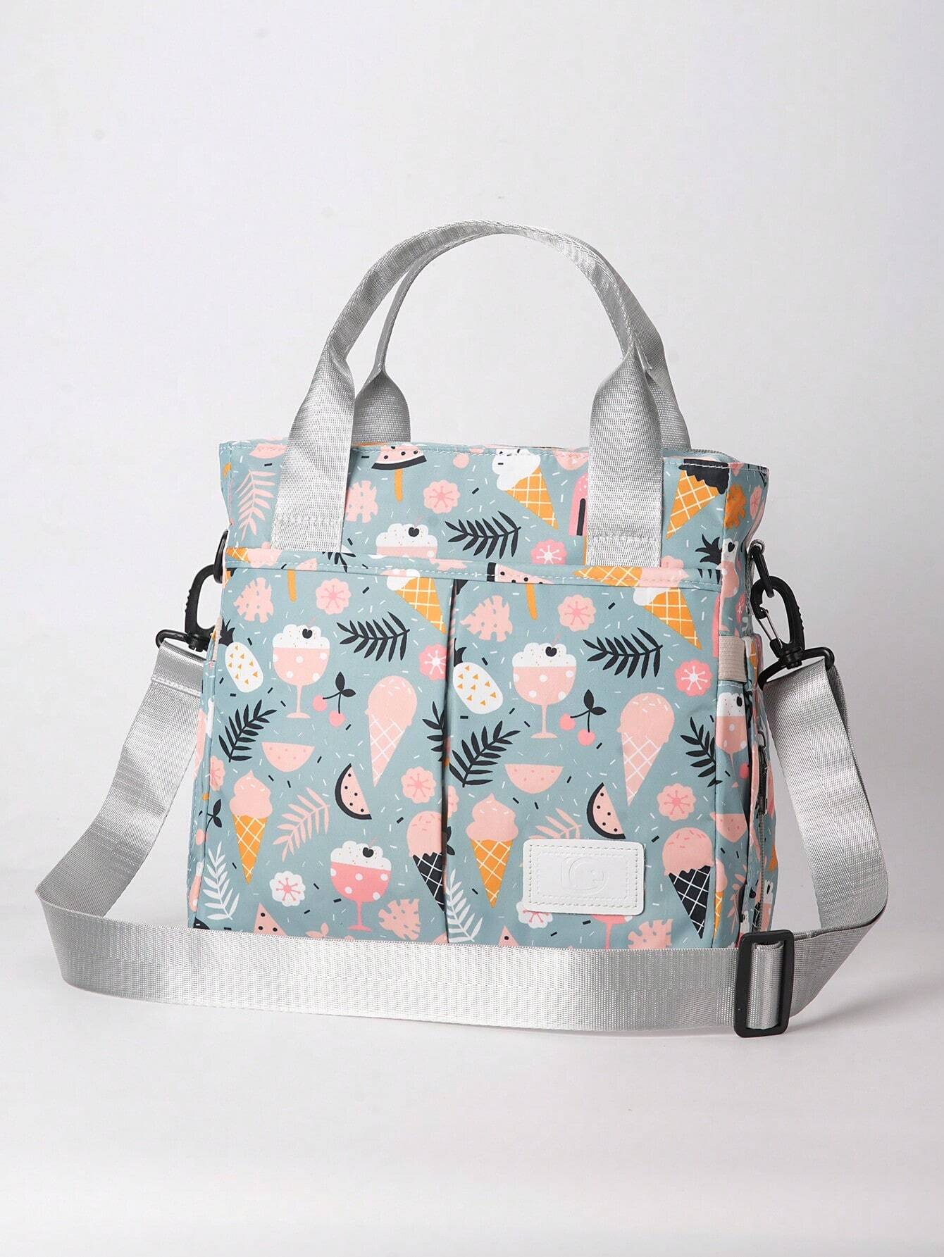  | SHEIN Large Capacity Printed Maternal And Child Bag, Handheld Baby Diaper Bag, Single Shoulder Crossbody Mommy Milk Bottle Bag | Bags | Shein | OneHub