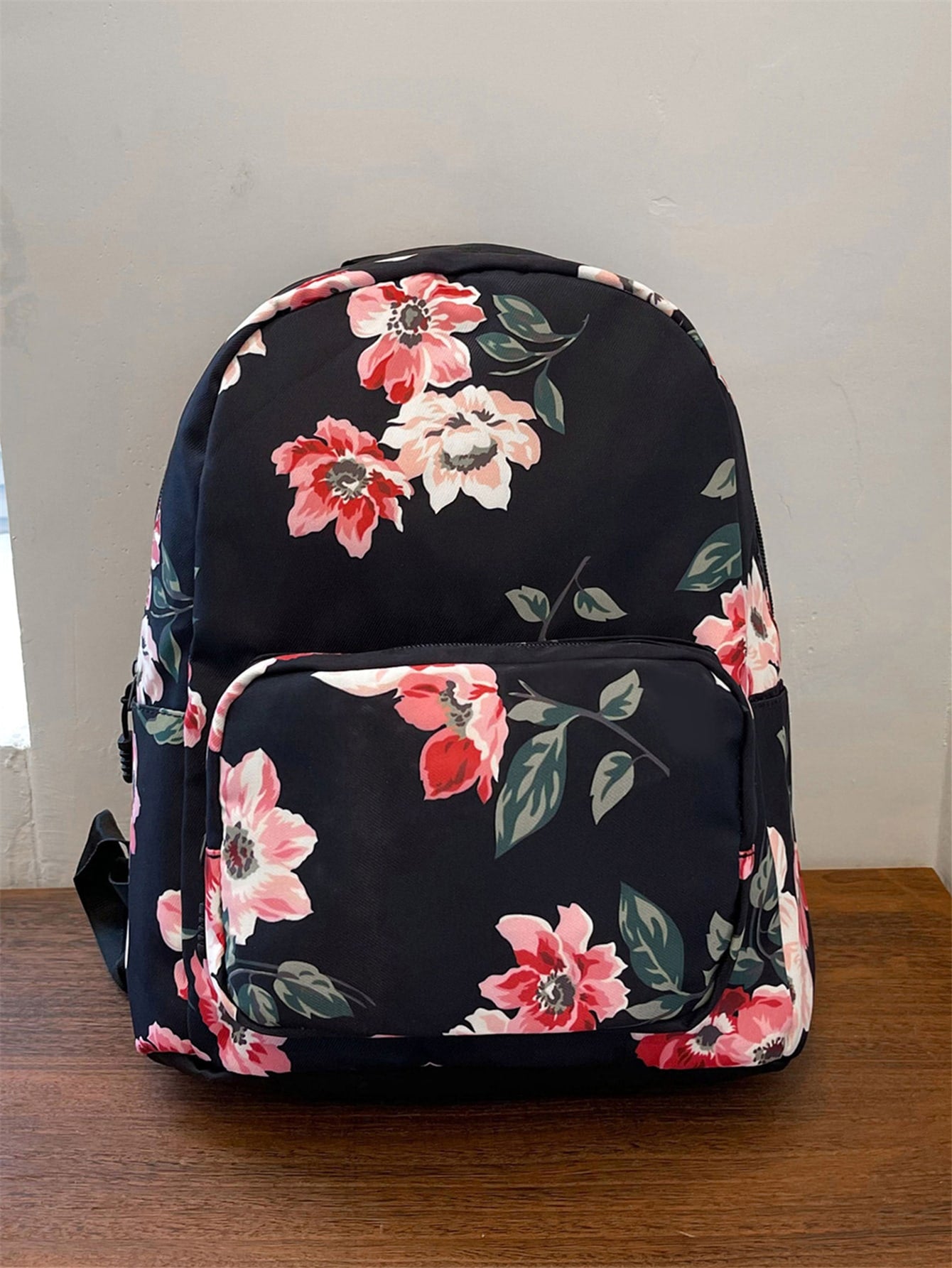 Random Backpack SHEIN Lightweight Random Flower Graphic Classic Backpack School Bag ...