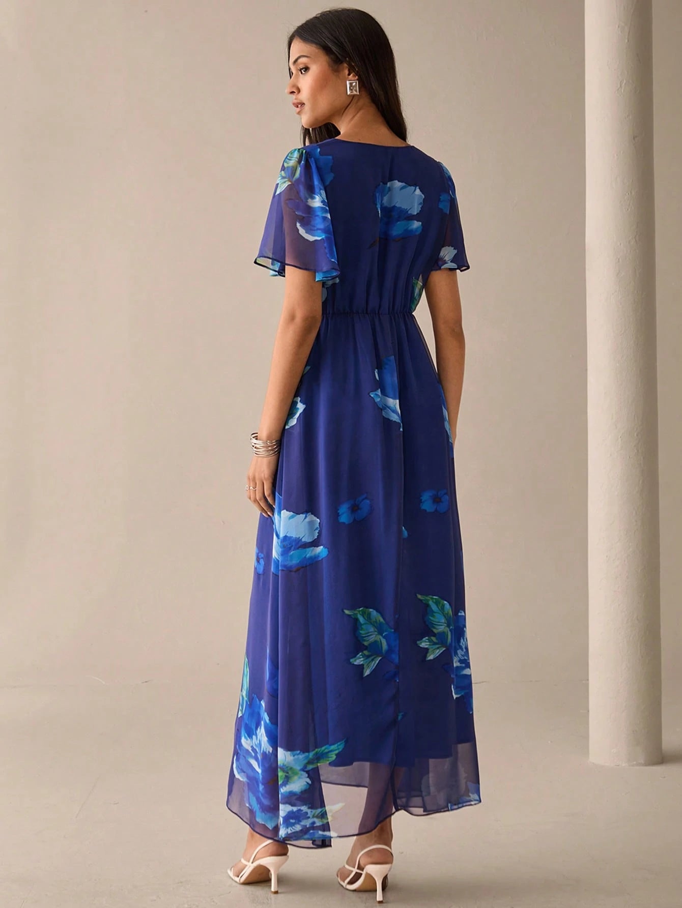 SHEIN Lilora Women's Floral Print V-Neck Elegant Short Sleeve Dress Bl | Dress SHEIN Lilora Women's Floral Print V-Neck Elegant Short Sleeve Dress Bl | Dress