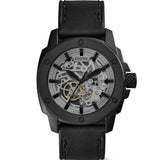 Fossil Modern Machine Black Leather Strap Skeleton Dial Automatic Watch for Men - ME3134